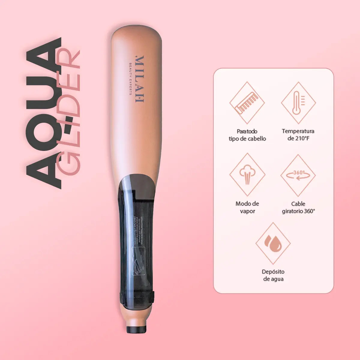 Aqua Glider | Cepillo alaciador de vapor