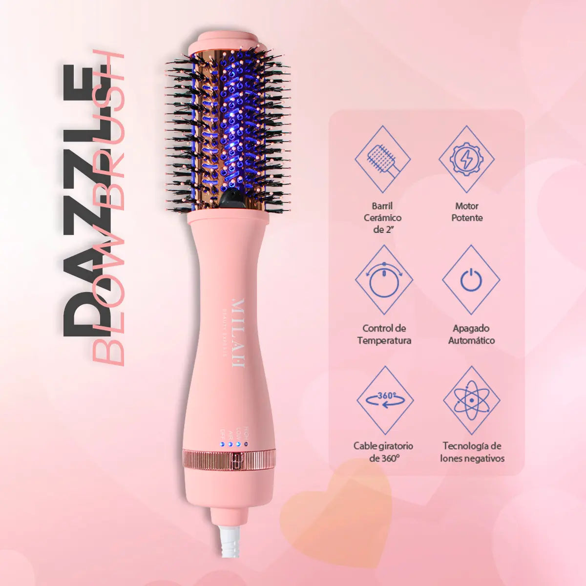 Dazzle Blow Brush | Cepillo secador luz azul - Milah